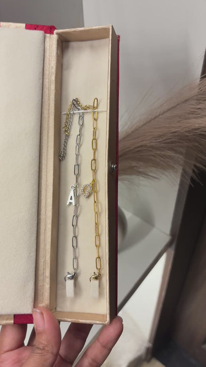 Luxe initial charm couple bracelet